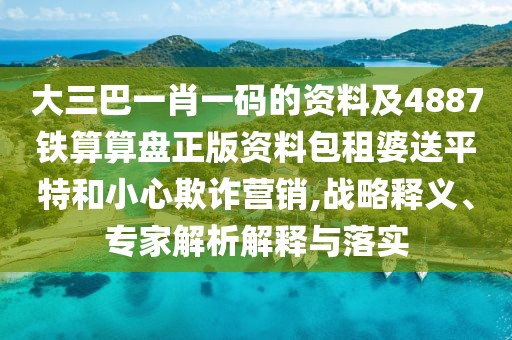 大三巴一肖一碼的資料及4887鐵算算盤正版資料包租婆送平特和小心欺詐營銷,戰(zhàn)略釋義、專家解析解釋與落實(shí)