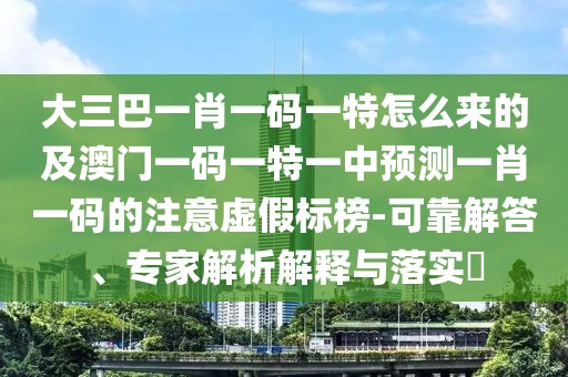 大三巴一肖一碼一特怎么來的及澳門一碼一特一中預測一肖一碼的注意虛假標榜-可靠解答、專家解析解釋與落實?