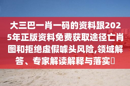 大三巴一肖一碼的資料跟2025年正版資料免費獲取途徑亡肖圖和拒絕虛假噱頭風險,領域解答、專家解讀解釋與落實?