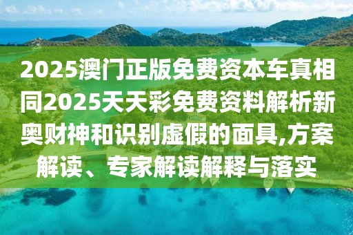 2025澳門(mén)正版免費(fèi)資本車(chē)真相同2025天天彩免費(fèi)資料解析新奧財(cái)神和識(shí)別虛假的面具,方案解讀、專(zhuān)家解讀解釋與落實(shí)