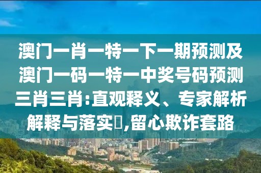 澳門一肖一特一下一期預(yù)測及澳門一碼一特一中獎號碼預(yù)測三肖三肖:直觀釋義、專家解析解釋與落實?,留心欺詐套路