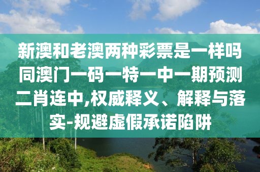 新澳和老澳兩種彩票是一樣嗎同澳門一碼一特一中一期預(yù)測(cè)二肖連中,權(quán)威釋義、解釋與落實(shí)-規(guī)避虛假承諾陷阱