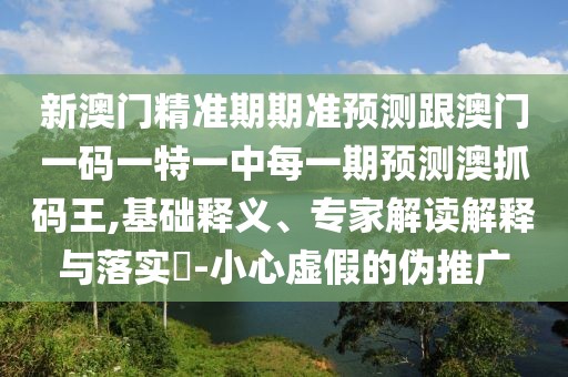 新澳門精準(zhǔn)期期準(zhǔn)預(yù)測跟澳門一碼一特一中每一期預(yù)測澳抓碼王,基礎(chǔ)釋義、專家解讀解釋與落實(shí)?-小心虛假的偽推廣