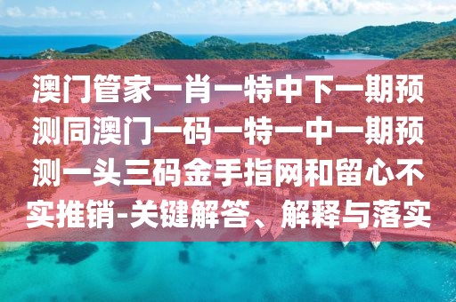 澳門管家一肖一特中下一期預(yù)測同澳門一碼一特一中一期預(yù)測一頭三碼金手指網(wǎng)和留心不實(shí)推銷-關(guān)鍵解答、解釋與落實(shí)