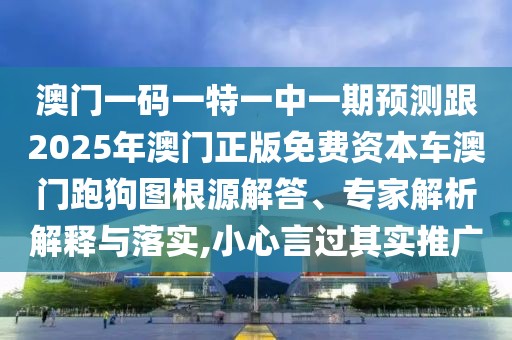 澳門一碼一特一中一期預(yù)測(cè)跟2025年澳門正版免費(fèi)資本車澳門跑狗圖根源解答、專家解析解釋與落實(shí),小心言過(guò)其實(shí)推廣