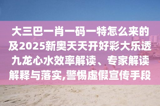 大三巴一肖一碼一特怎么來(lái)的及2025新奧天天開(kāi)好彩大樂(lè)透九龍心水效率解讀、專家解讀解釋與落實(shí),警惕虛假宣傳手段