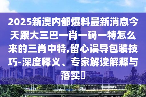 2025新澳內(nèi)部爆料最新消息今天跟大三巴一肖一碼一特怎么來的三肖中特,留心誤導包裝技巧-深度釋義、專家解讀解釋與落實?
