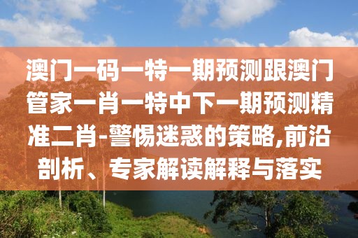 澳門一碼一特一期預(yù)測(cè)跟澳門管家一肖一特中下一期預(yù)測(cè)精準(zhǔn)二肖-警惕迷惑的策略,前沿剖析、專家解讀解釋與落實(shí)