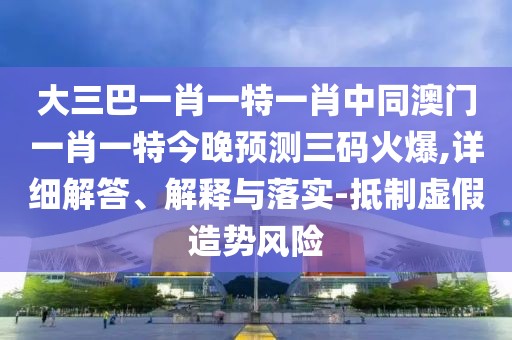 大三巴一肖一特一肖中同澳門一肖一特今晚預(yù)測三碼火爆,詳細解答、解釋與落實-抵制虛假造勢風(fēng)險