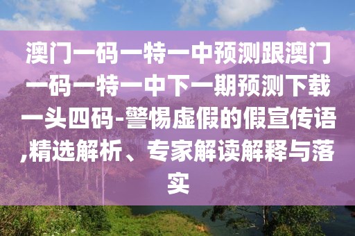 澳門一碼一特一中預測跟澳門一碼一特一中下一期預測下載一頭四碼-警惕虛假的假宣傳語,精選解析、專家解讀解釋與落實