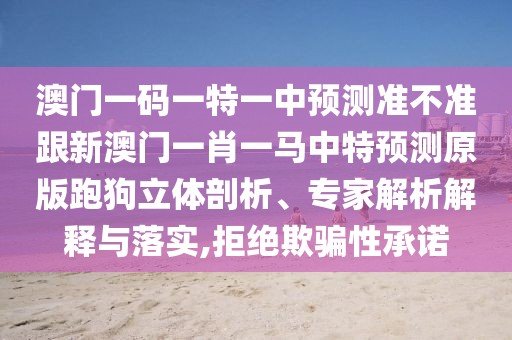 澳門一碼一特一中預(yù)測準(zhǔn)不準(zhǔn)跟新澳門一肖一馬中特預(yù)測原版跑狗立體剖析、專家解析解釋與落實,拒絕欺騙性承諾