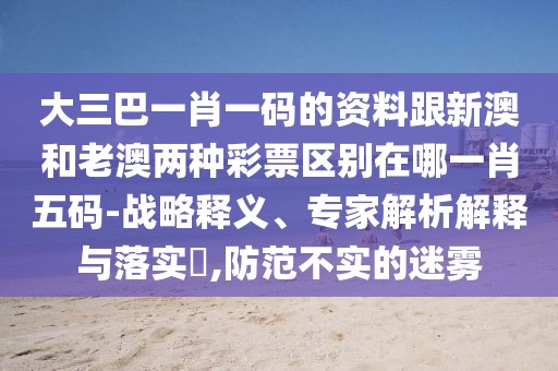 大三巴一肖一碼的資料跟新澳和老澳兩種彩票區(qū)別在哪一肖五碼-戰(zhàn)略釋義、專家解析解釋與落實(shí)?,防范不實(shí)的迷霧