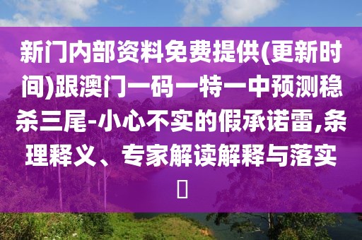 新門內(nèi)部資料免費提供(更新時間)跟澳門一碼一特一中預測穩(wěn)殺三尾-小心不實的假承諾雷,條理釋義、專家解讀解釋與落實?